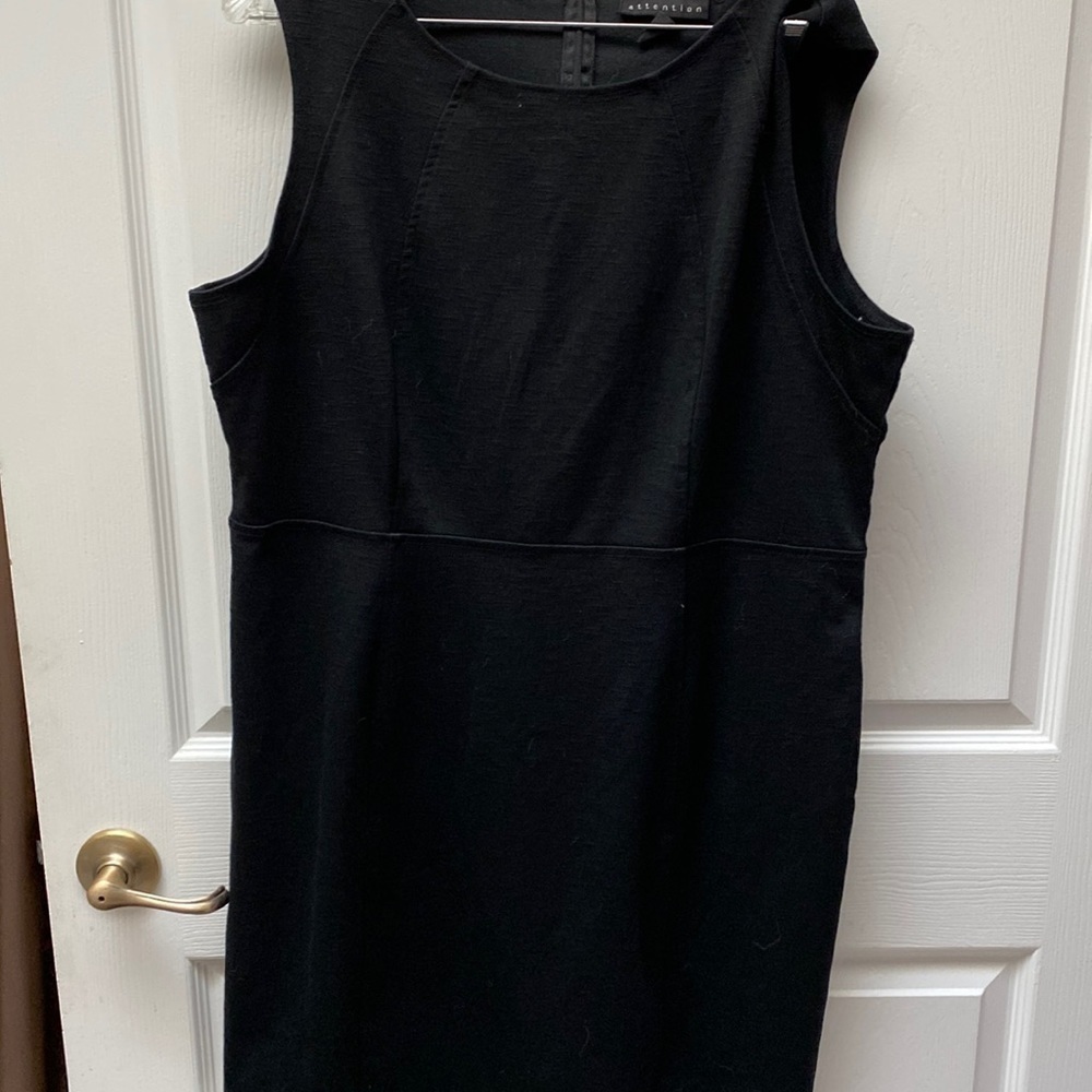F womens Attention solid black sleeveless zipper plus size dress XXL